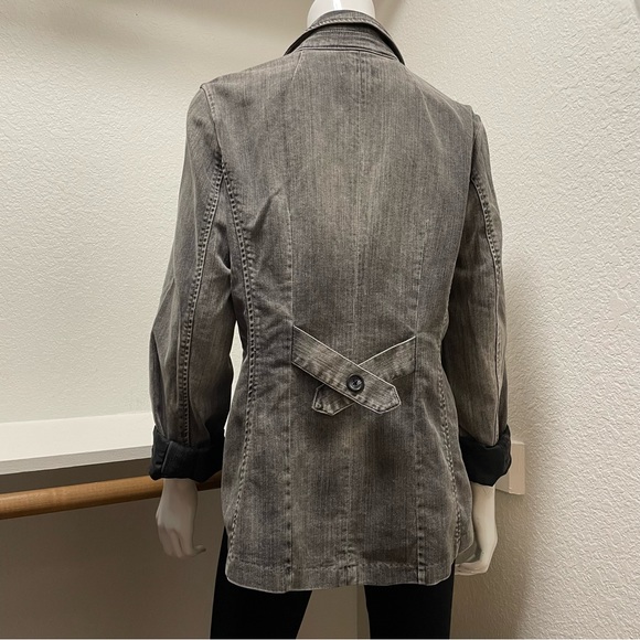 Coldwater Creek Shaped charcoal gray faded, stretch denim blazer, Sz 14 - Picture 2 of 14